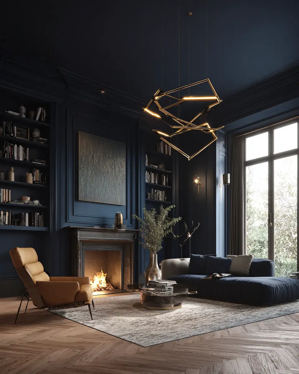 Navy Organic Modern Living Room Decor Ideas