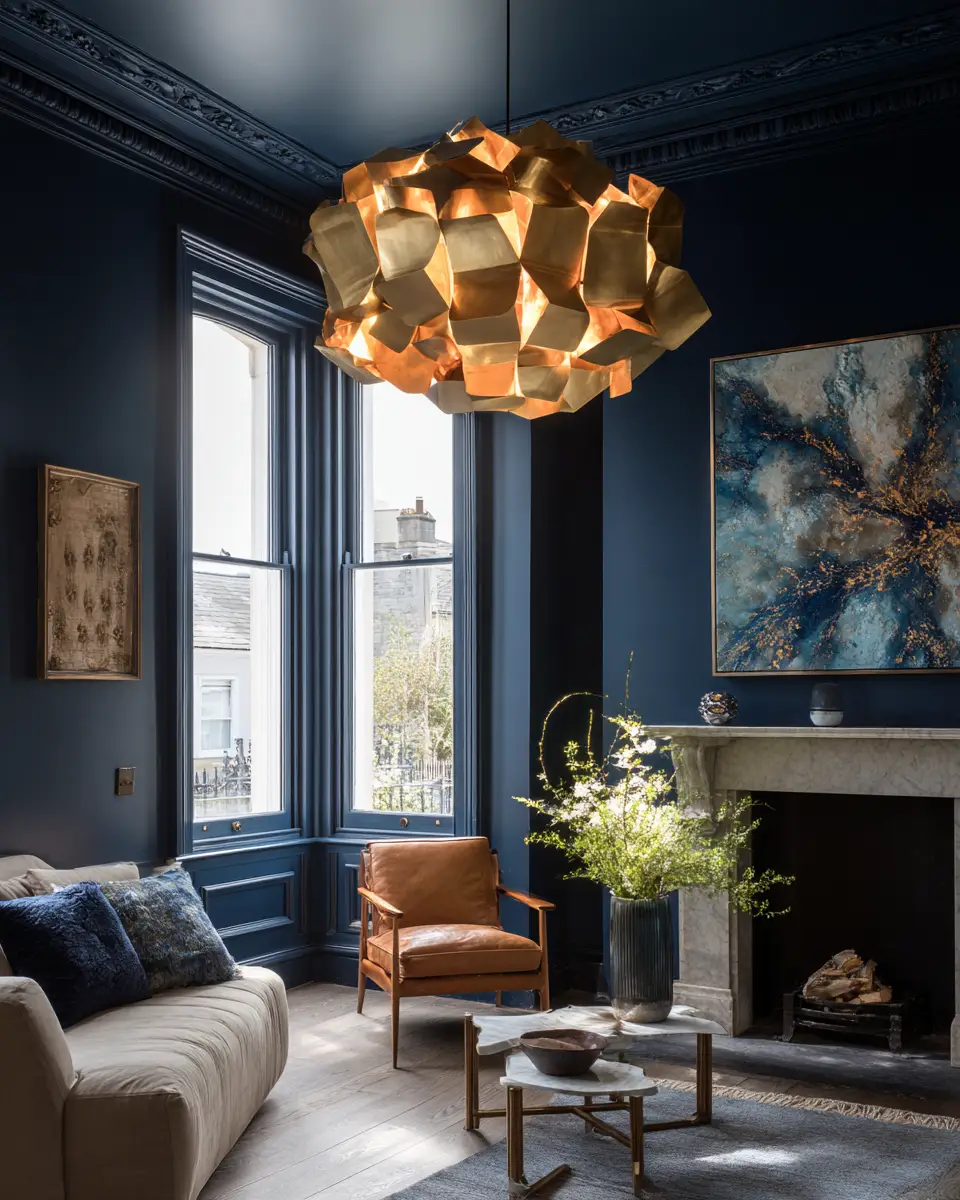 Navy Organic Modern Living Room Decor Ideas