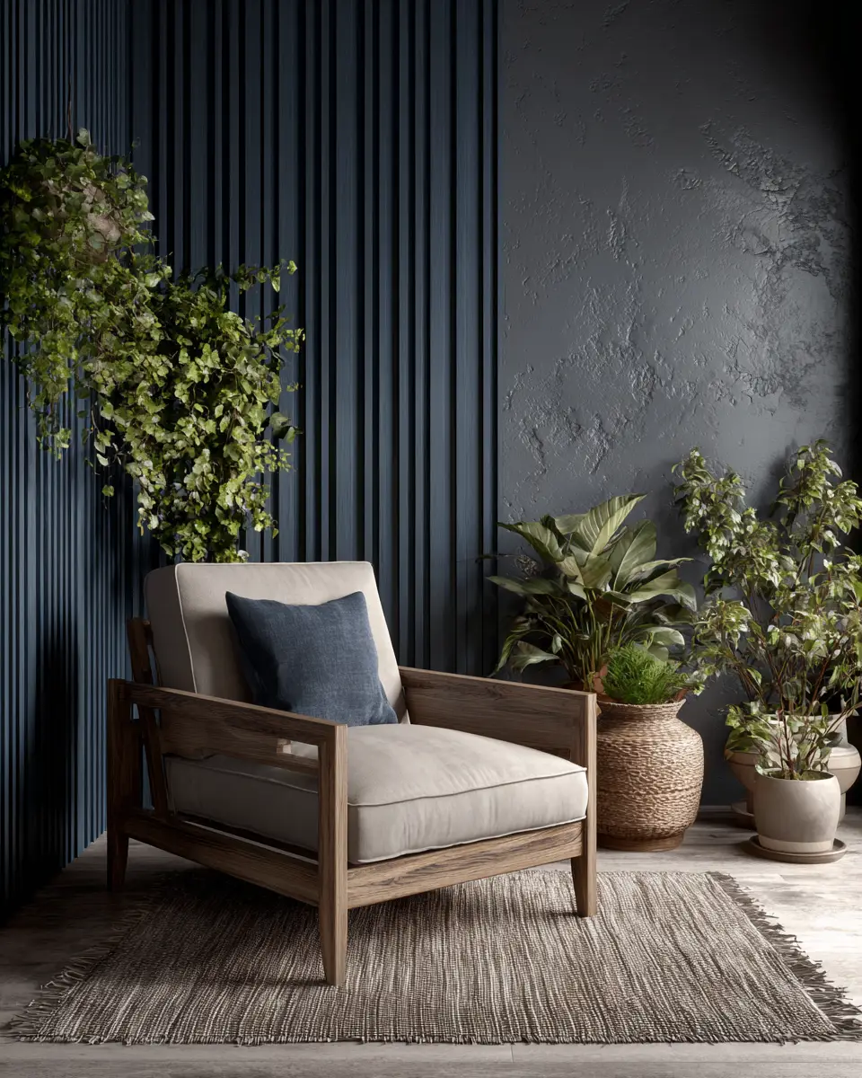 Navy Organic Modern Living Room Decor Ideas