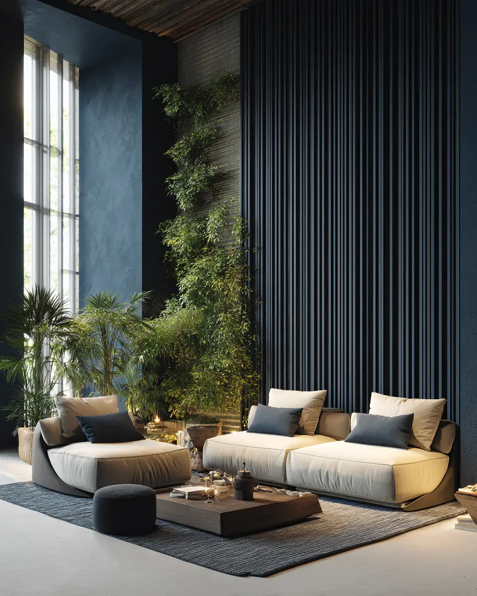 Navy Organic Modern Living Room Decor Ideas