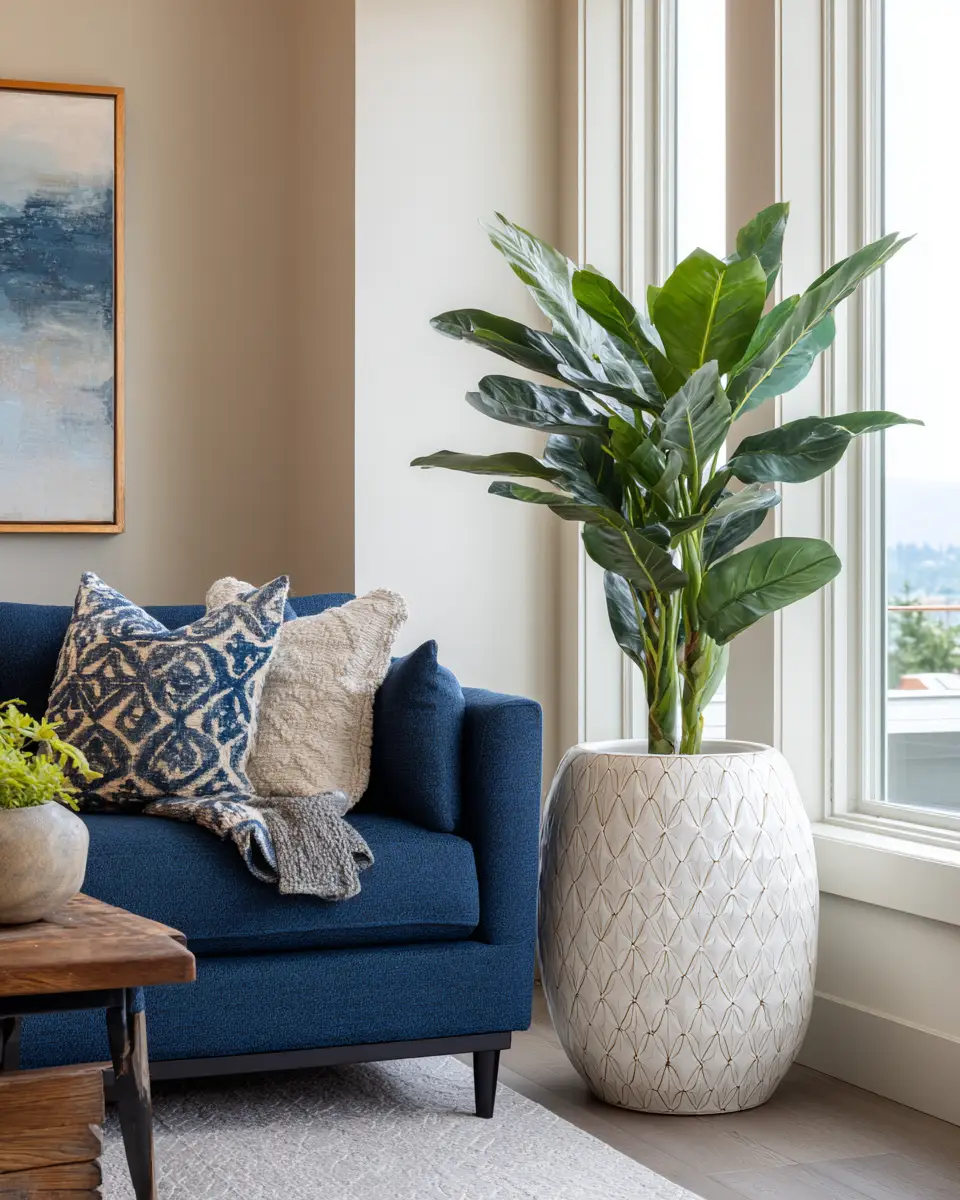 Navy Organic Modern Living Room Decor Ideas