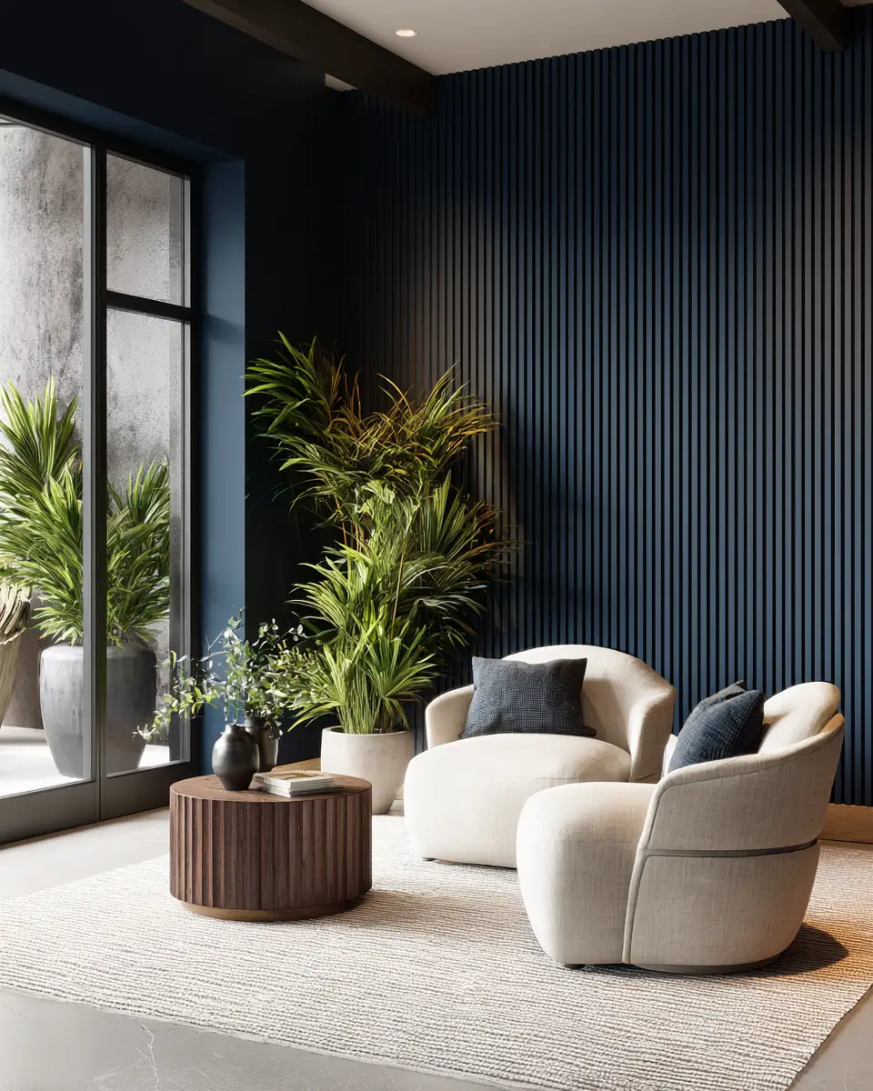 Navy Organic Modern Living Room Decor Ideas