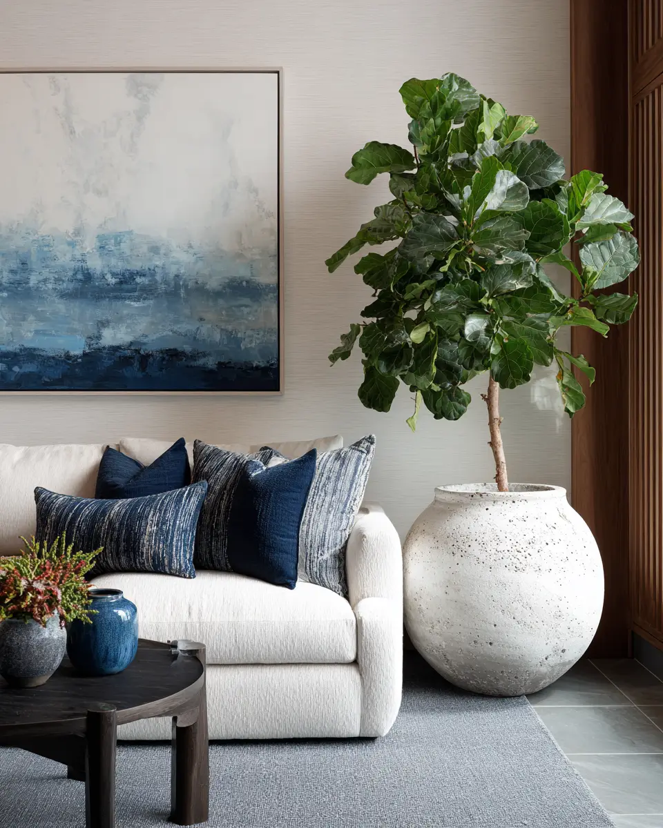 Navy Organic Modern Living Room Decor Ideas