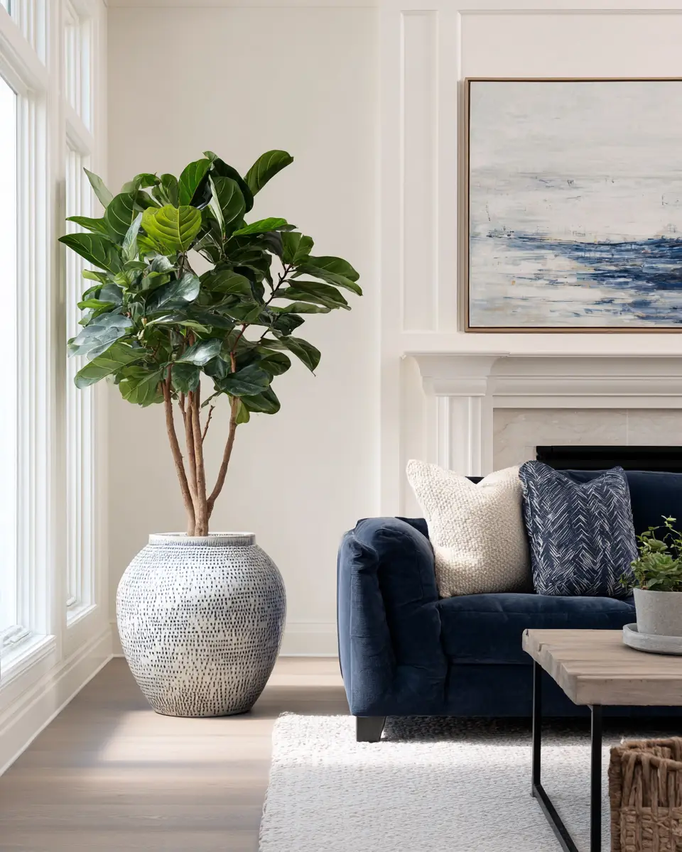Navy Organic Modern Living Room Decor Ideas