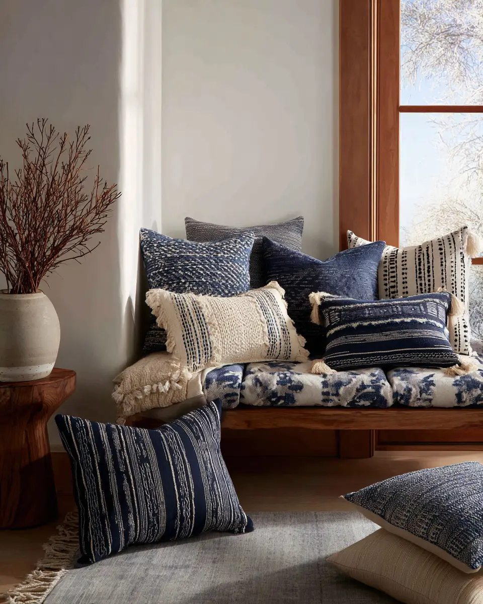 Navy Organic Modern Living Room Decor Ideas