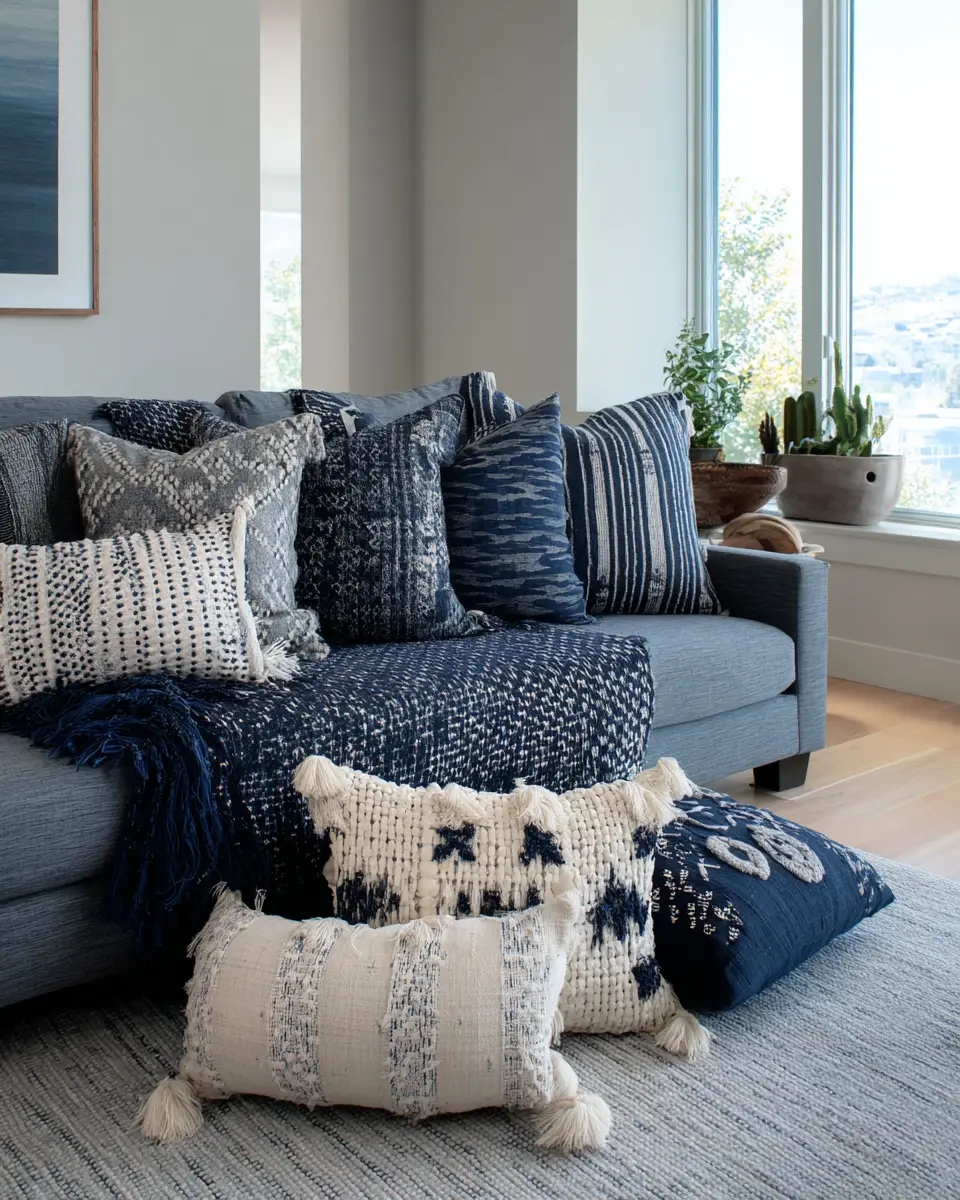 Navy Organic Modern Living Room Decor Ideas