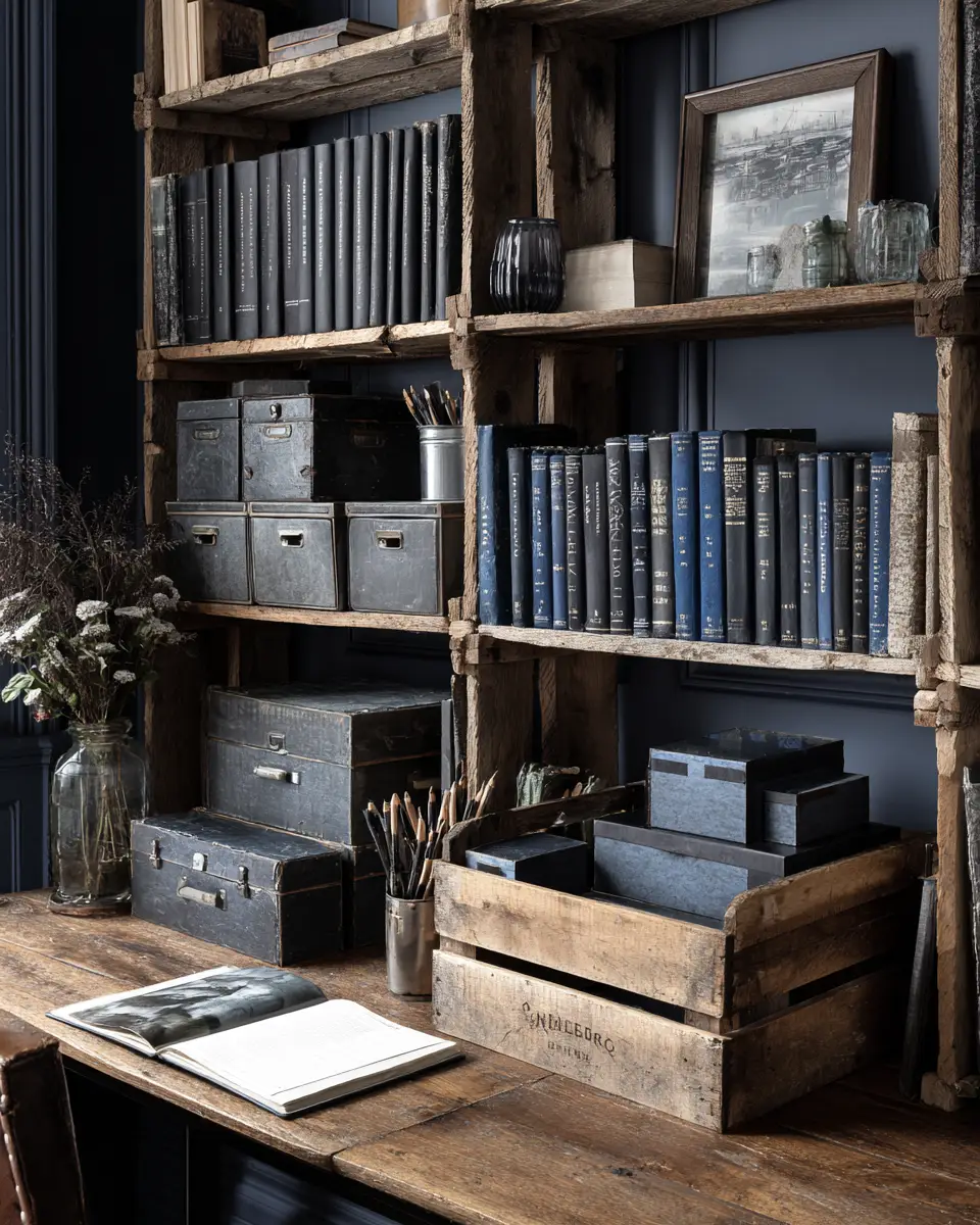 Navy Rustic Home Office Decor Ideas