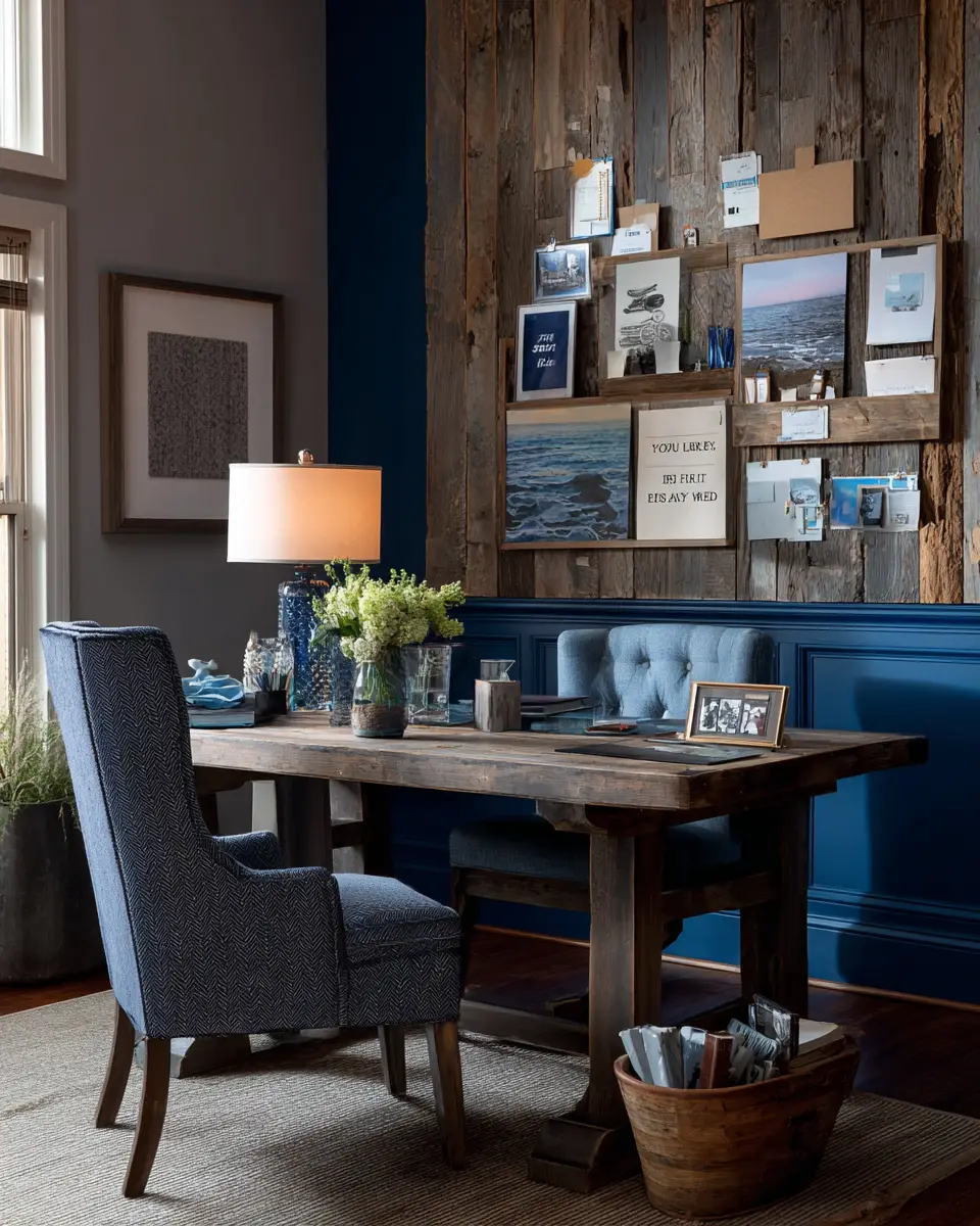 Navy Rustic Home Office Decor Ideas