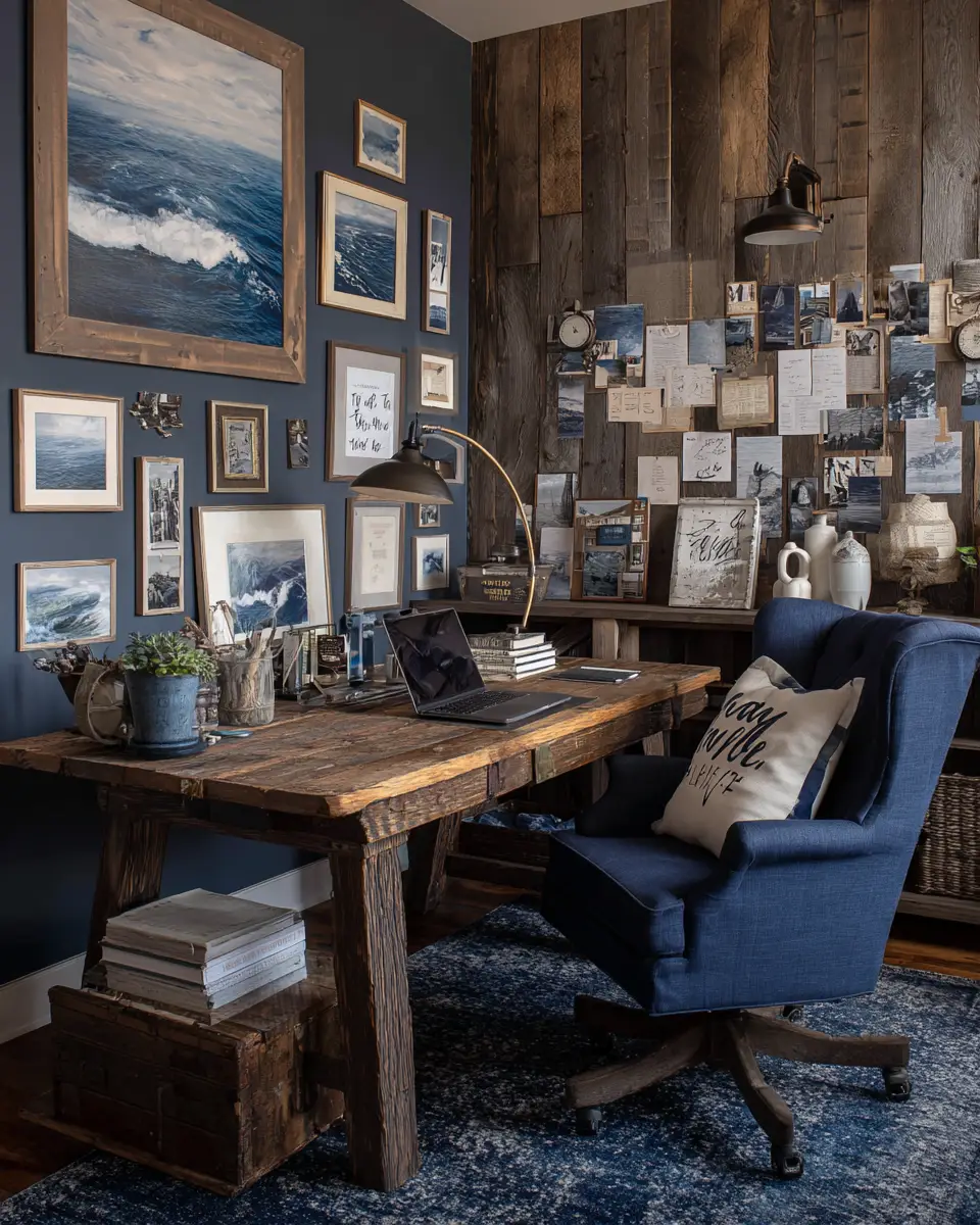 Navy Rustic Home Office Decor Ideas