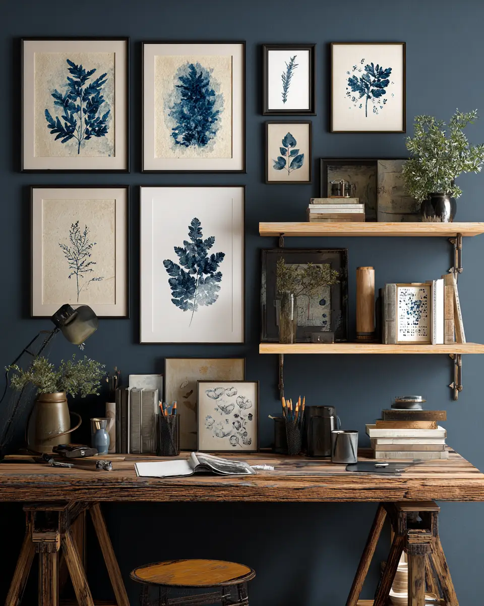 Navy Rustic Home Office Decor Ideas