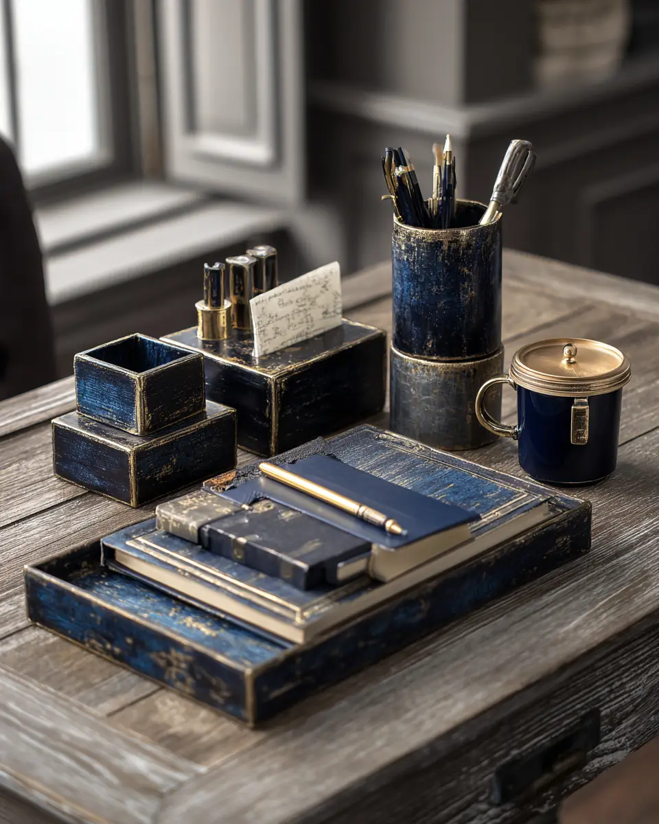 Navy Rustic Home Office Decor Ideas