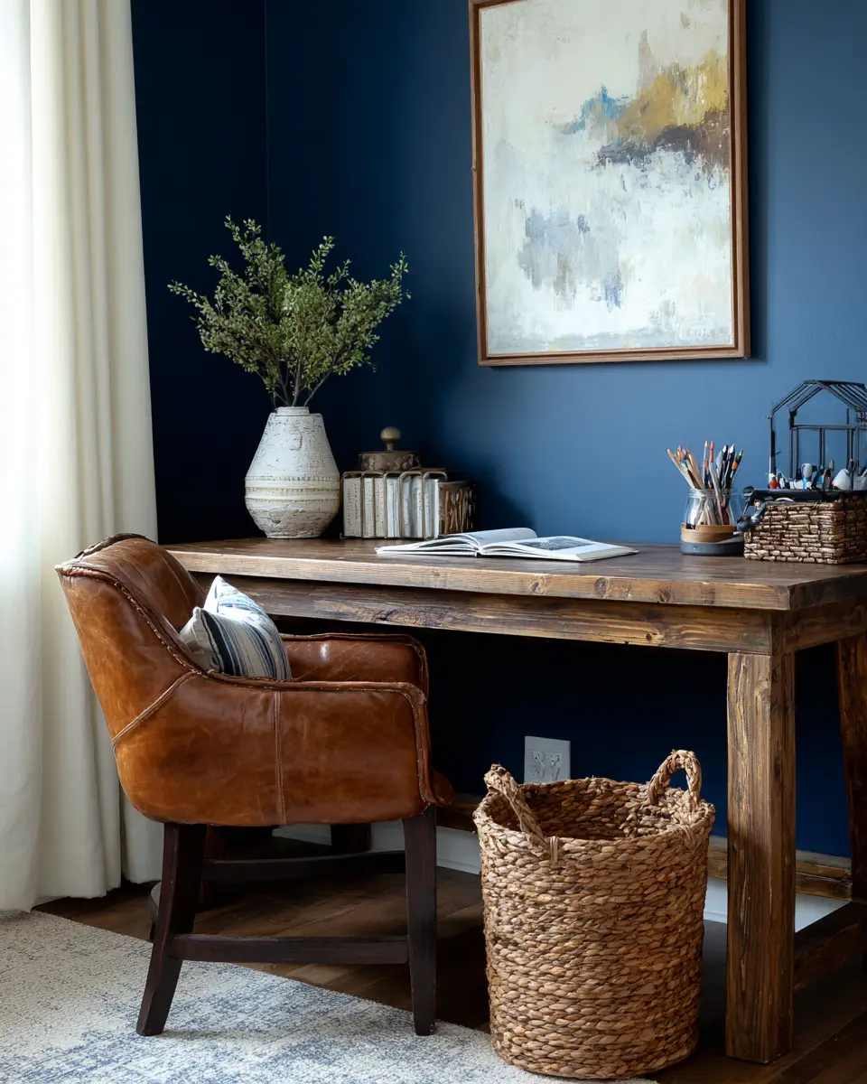 Navy Rustic Home Office Decor Ideas