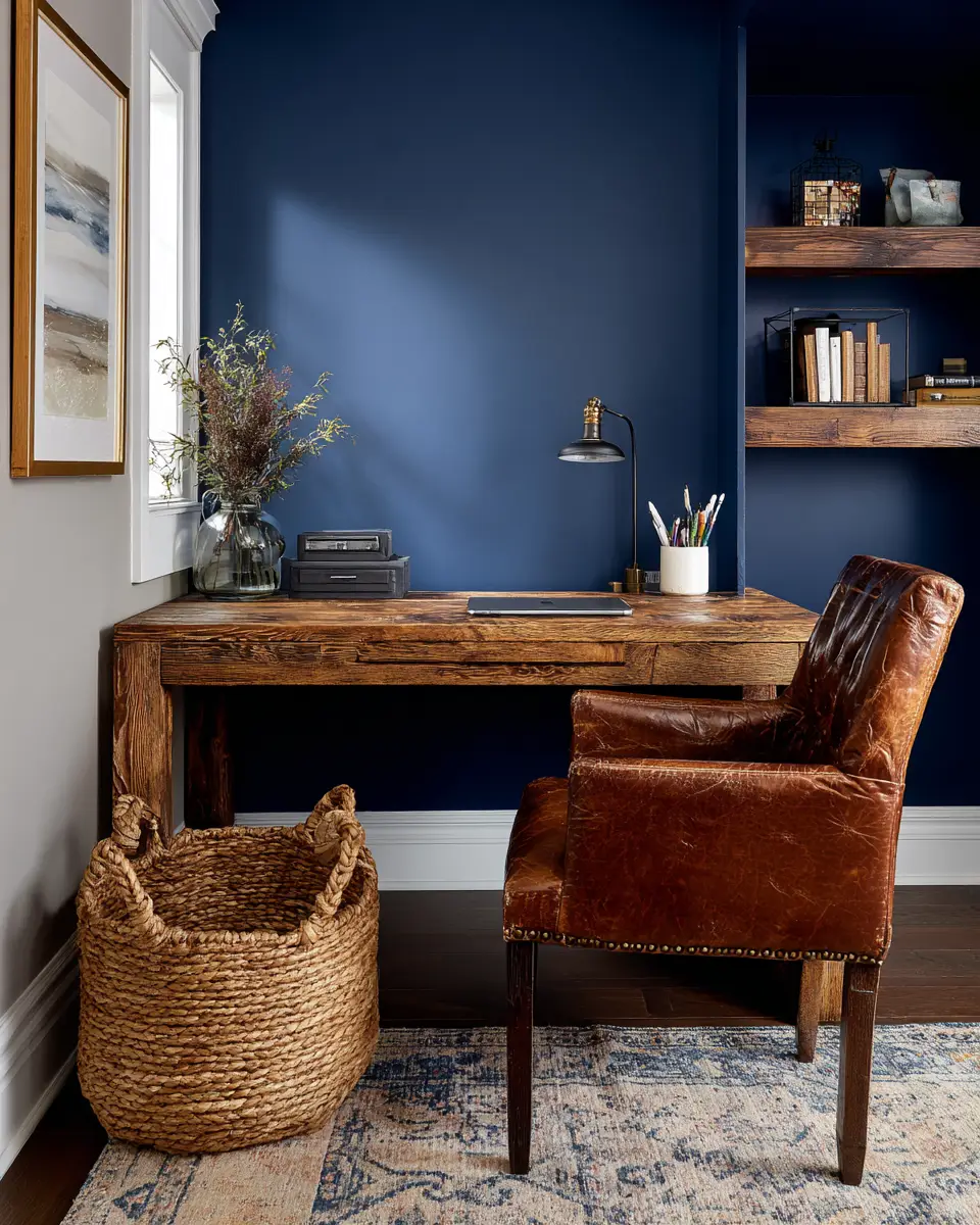 Navy Rustic Home Office Decor Ideas