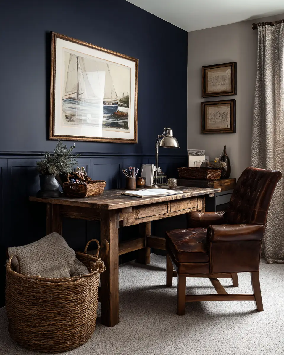 Navy Rustic Home Office Decor Ideas