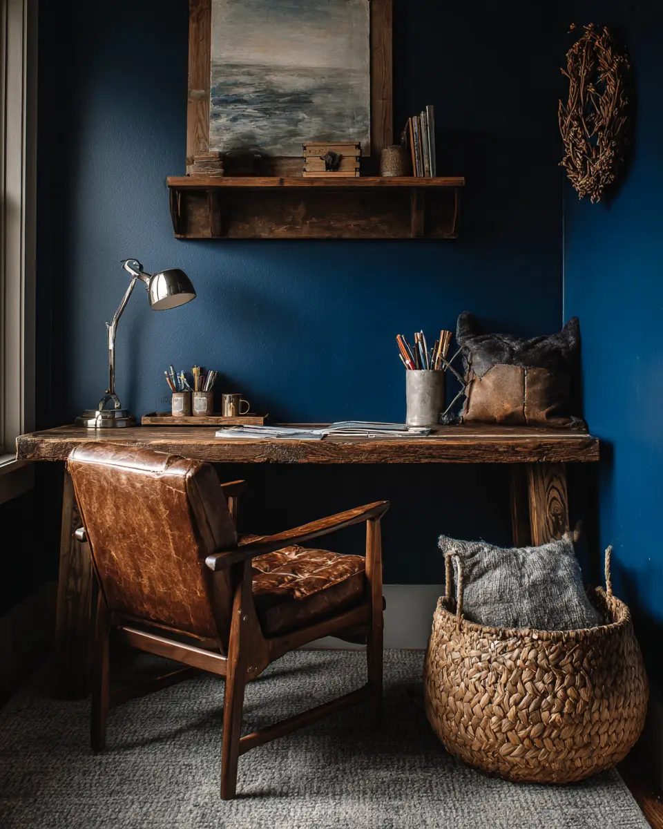 Navy Rustic Home Office Decor Ideas