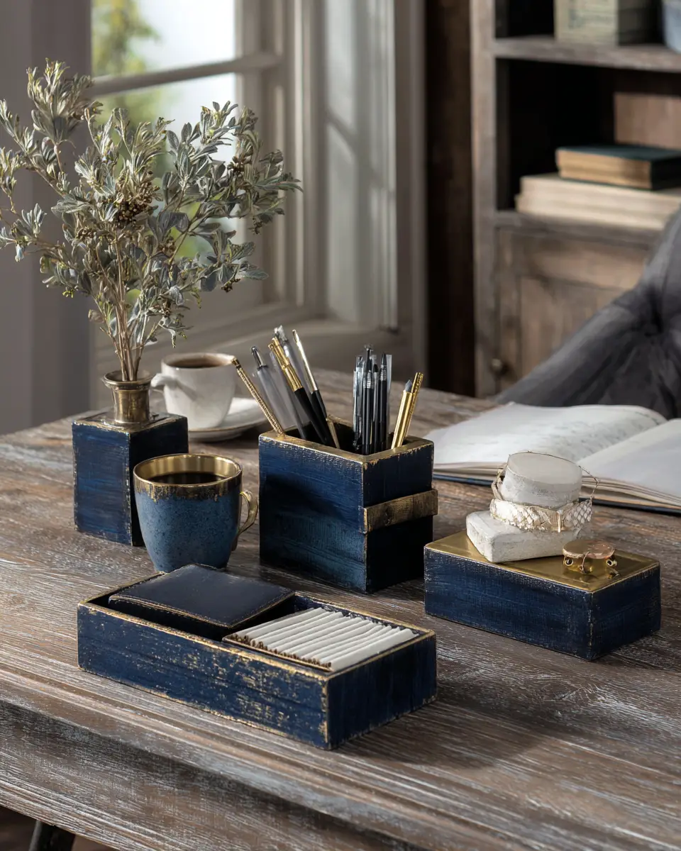 Navy Rustic Home Office Decor Ideas