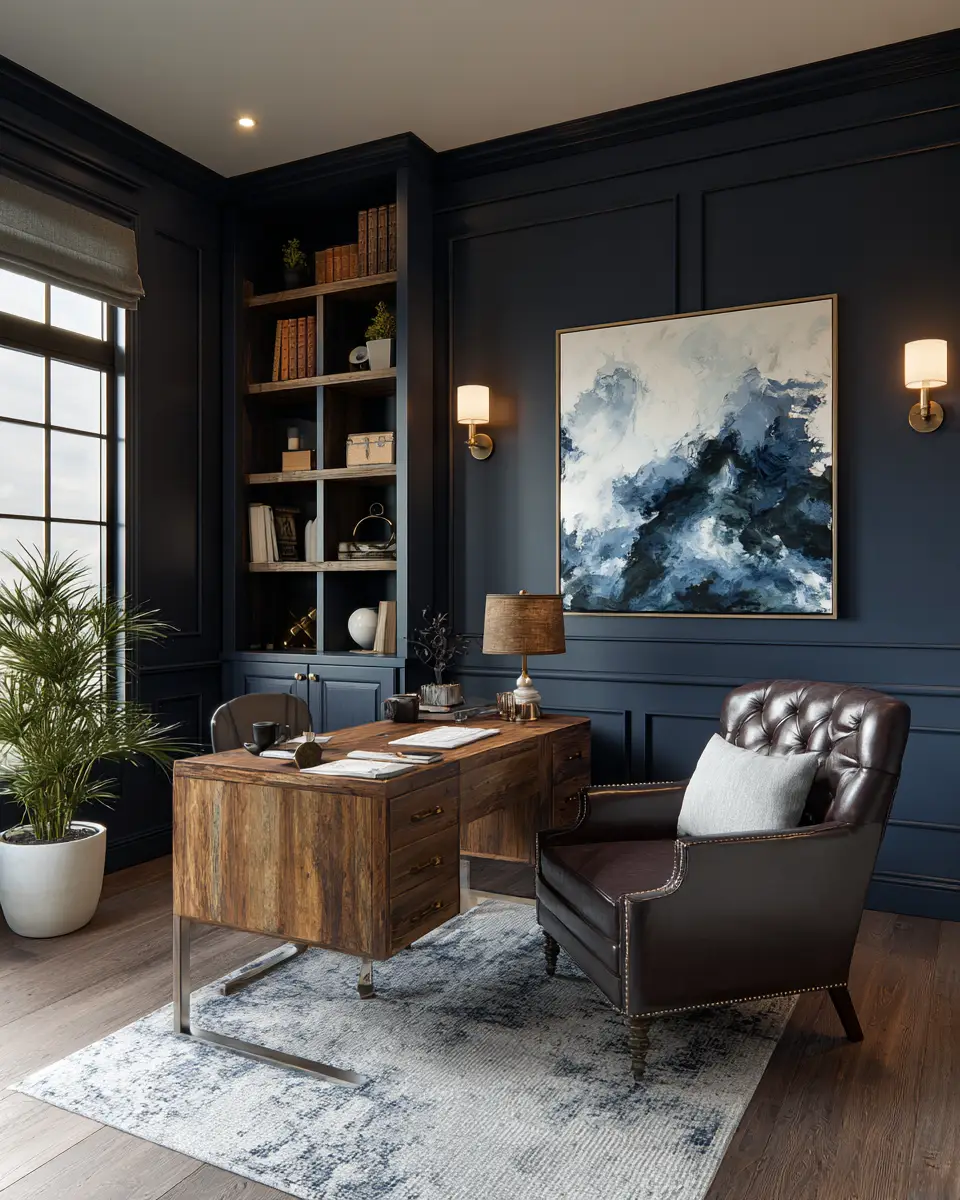 Navy Rustic Home Office Decor Ideas