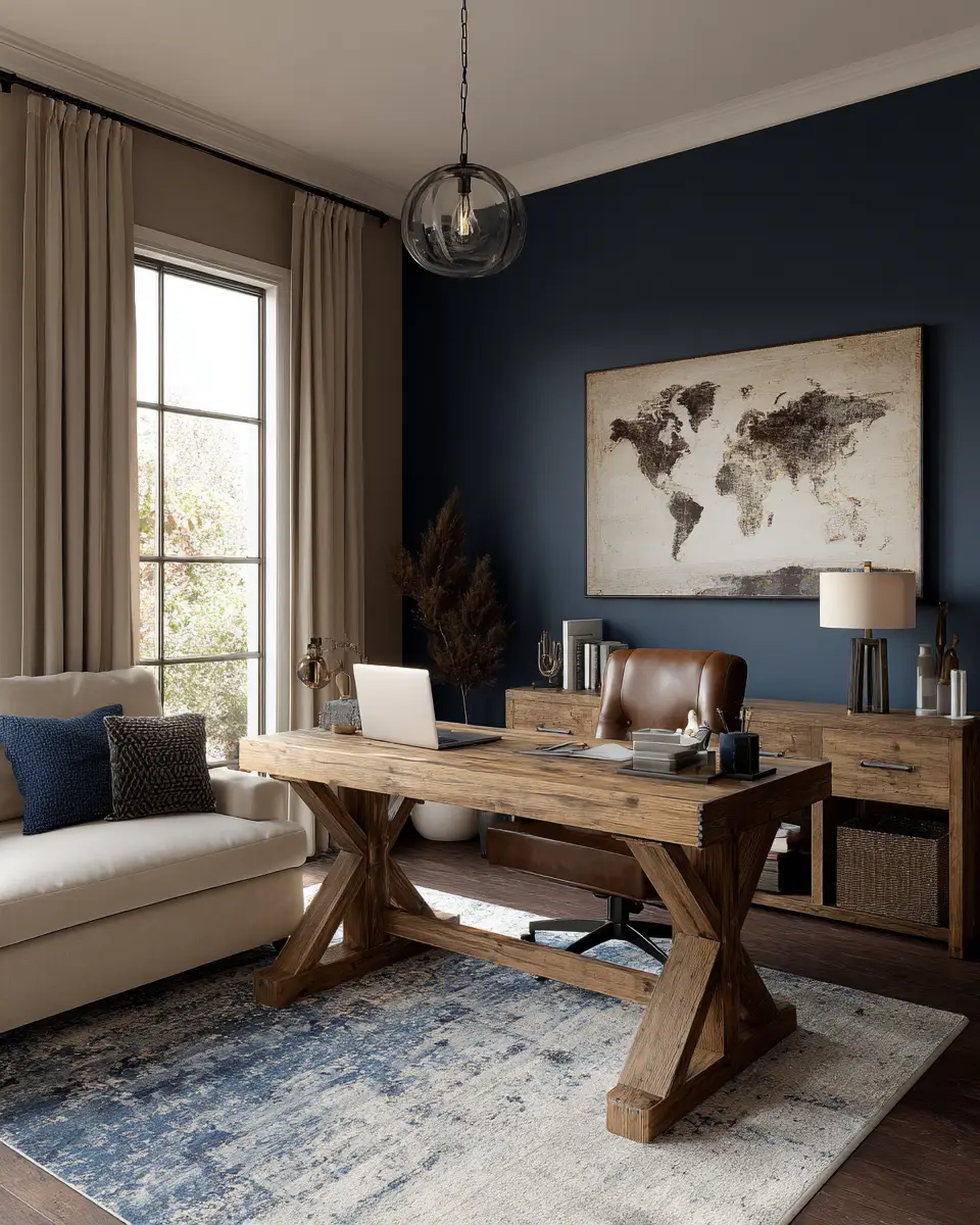 Navy Rustic Home Office Decor Ideas