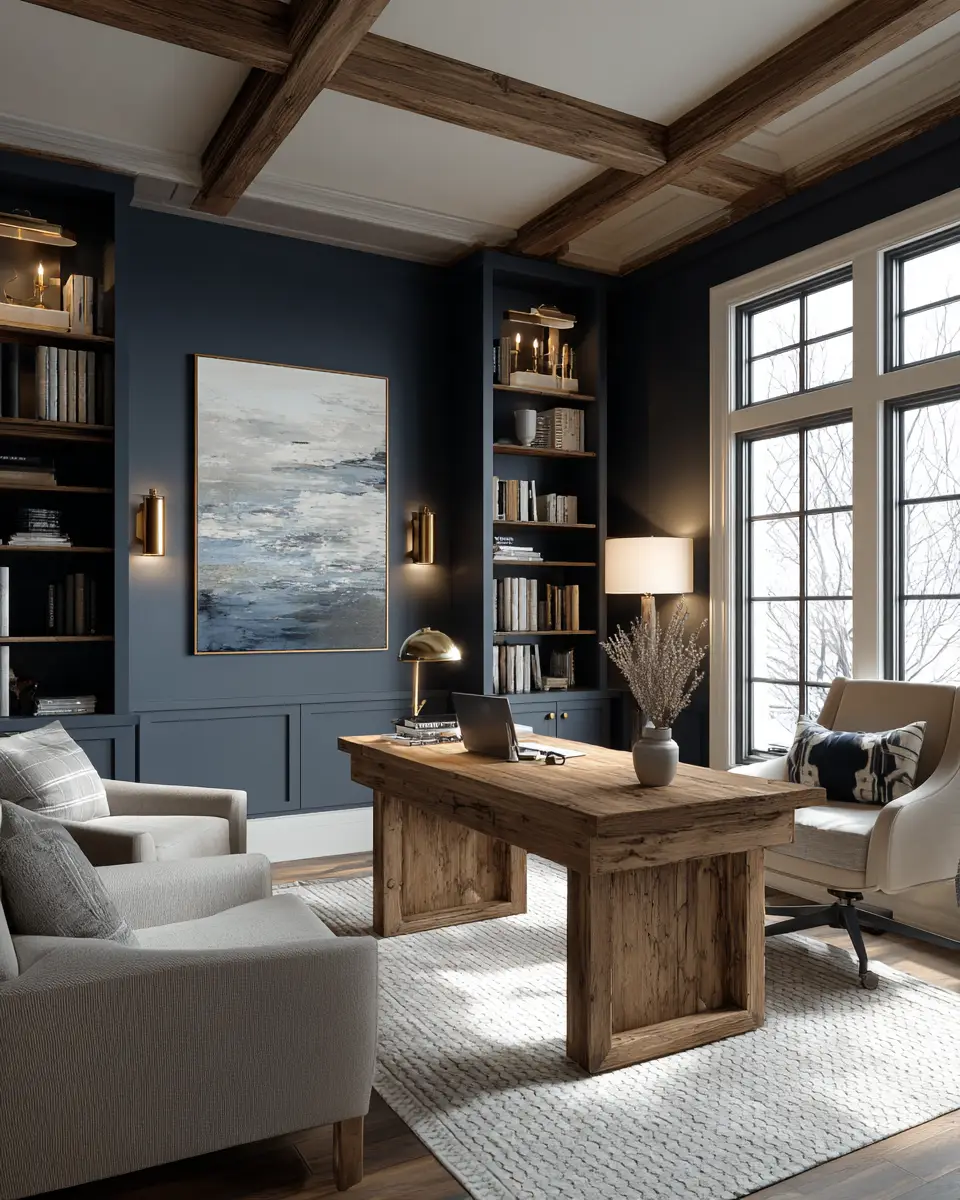 Navy Rustic Home Office Decor Ideas