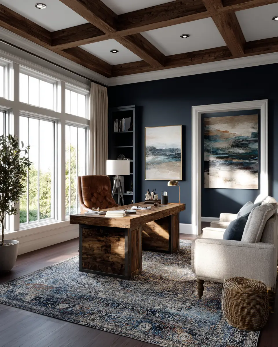 Navy Rustic Home Office Decor Ideas
