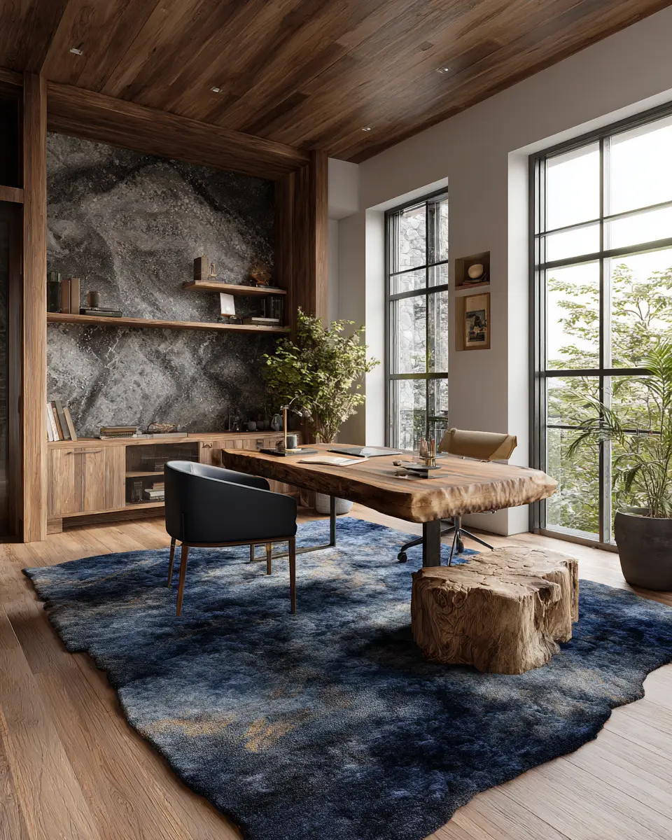 Navy Rustic Home Office Decor Ideas