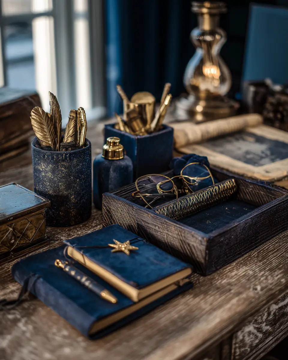 Navy Rustic Home Office Decor Ideas