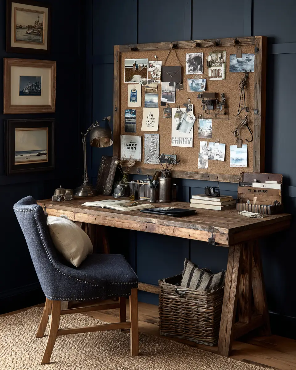 Navy Rustic Home Office Decor Ideas