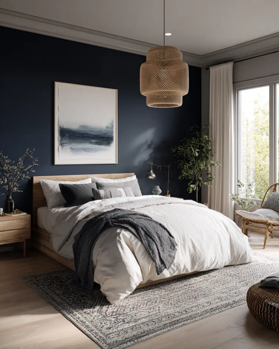 Navy Scandinavian Bedroom Decor Ideas