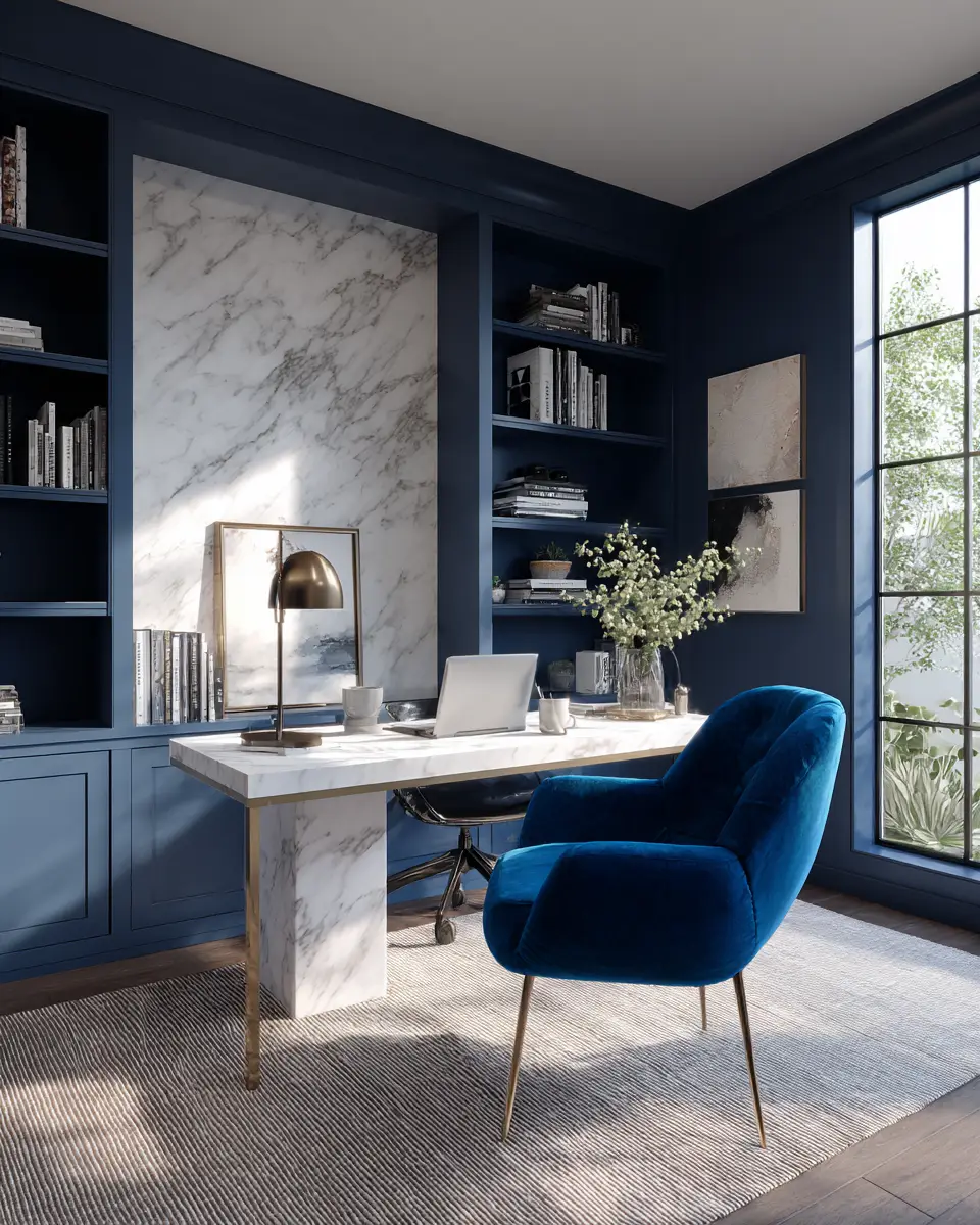 Navy Scandinavian Home Office Decor Ideas