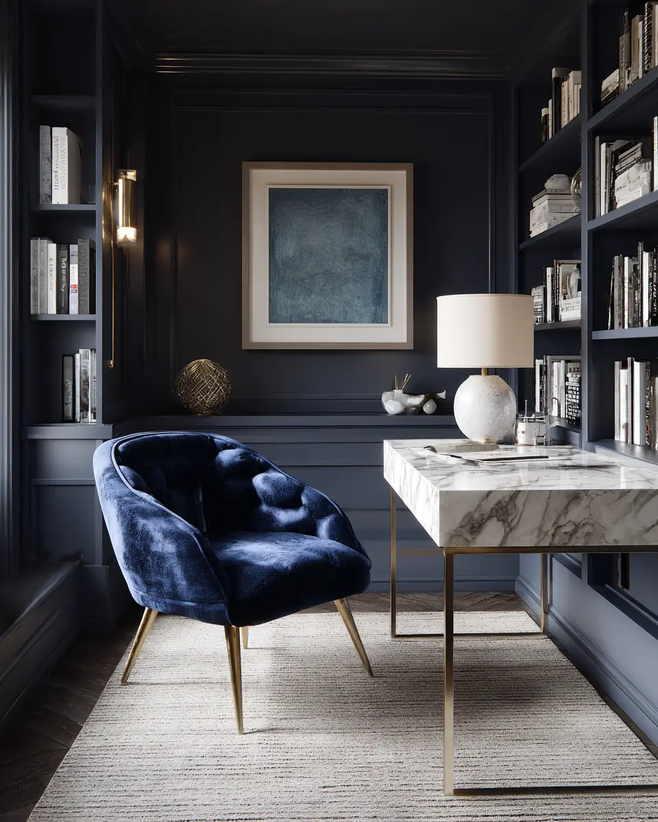 Navy Scandinavian Home Office Decor Ideas