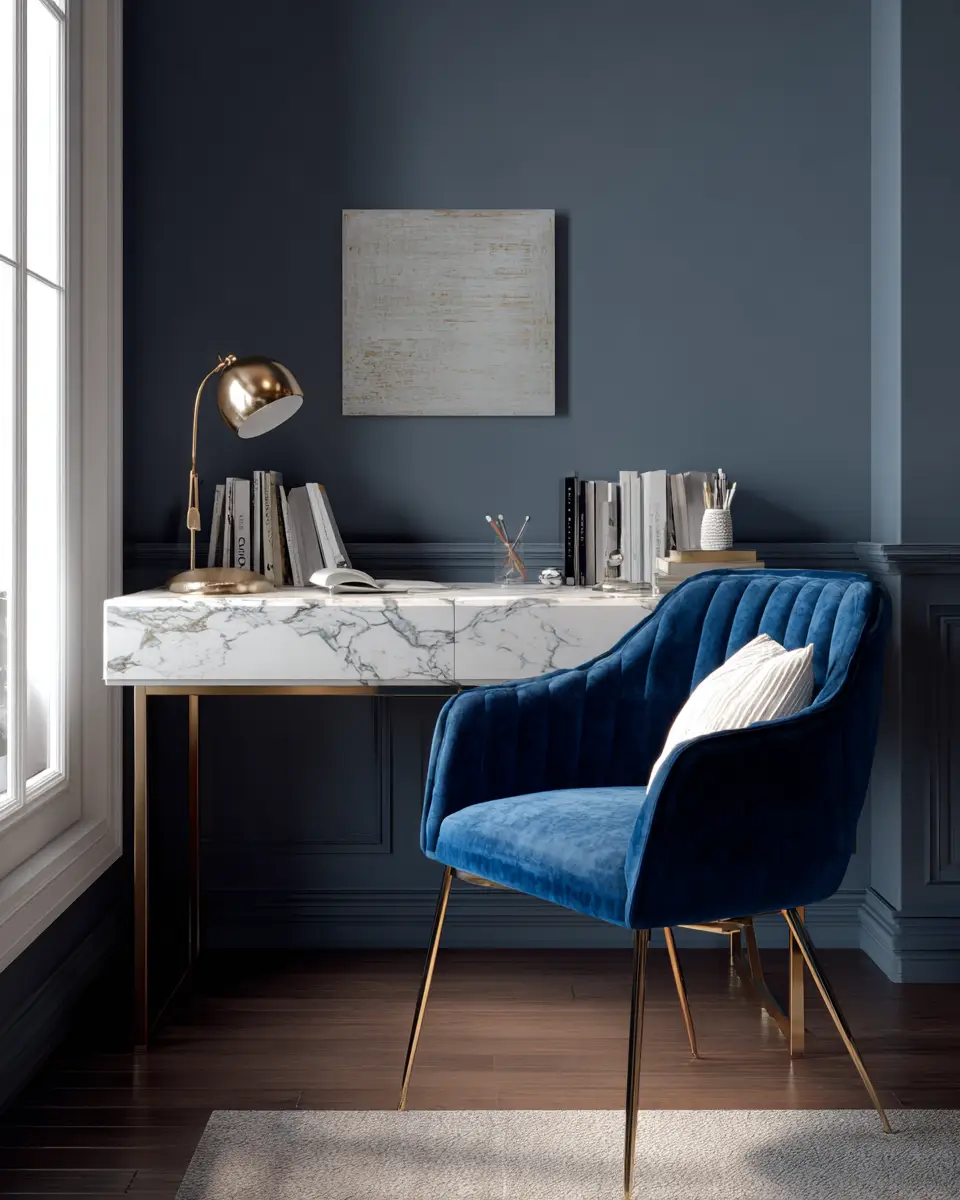 Navy Scandinavian Home Office Decor Ideas