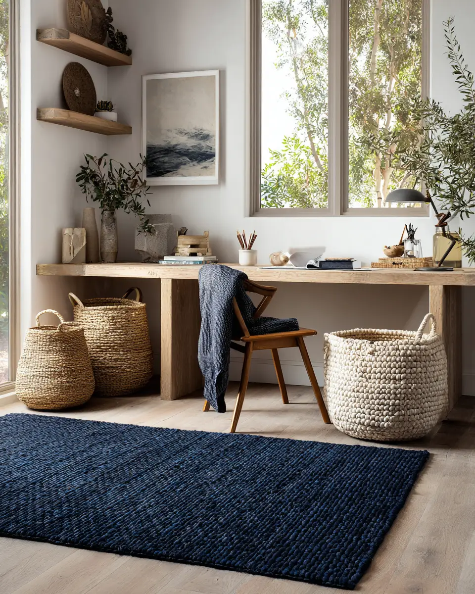 Navy Scandinavian Home Office Decor Ideas