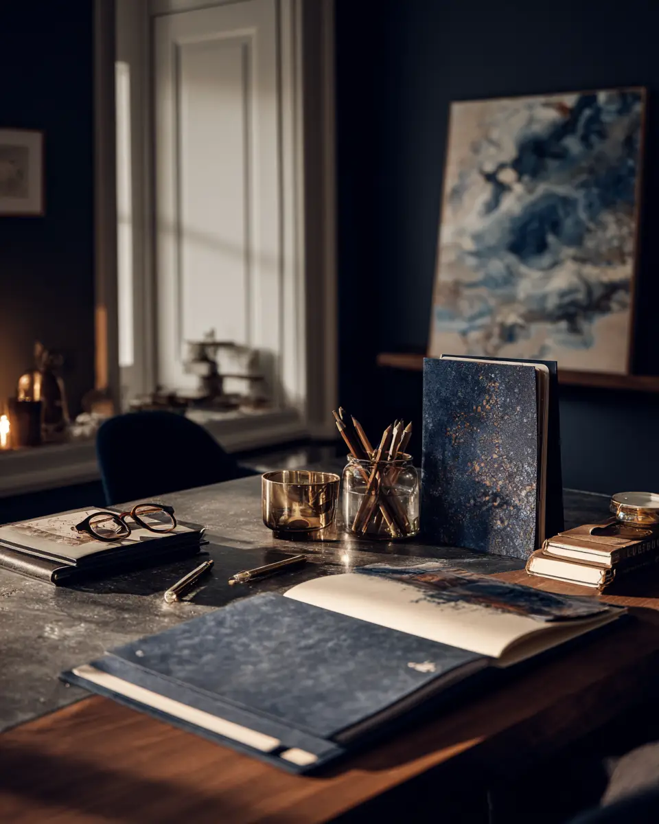 Navy Scandinavian Home Office Decor Ideas