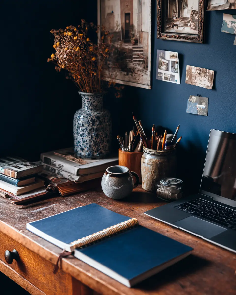 Navy Scandinavian Home Office Decor Ideas