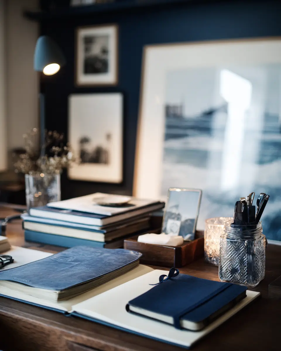Navy Scandinavian Home Office Decor Ideas