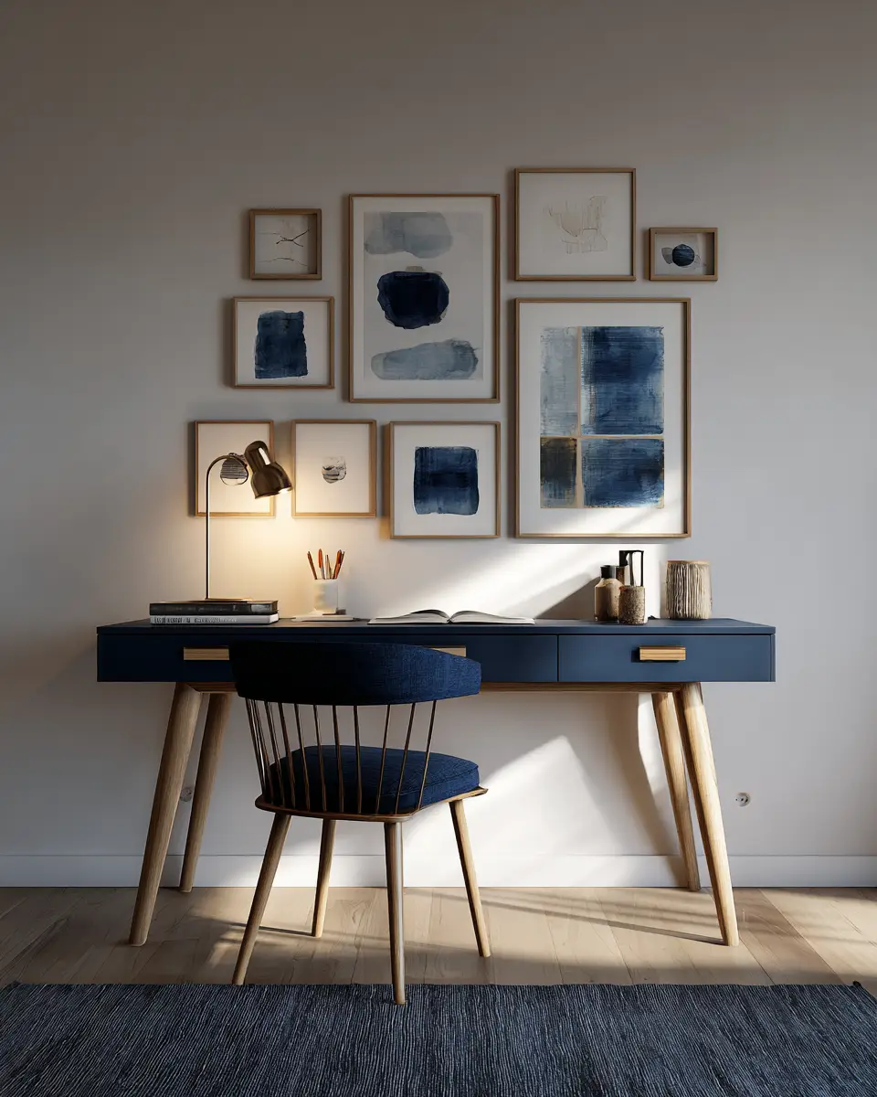 Navy Scandinavian Home Office Decor Ideas