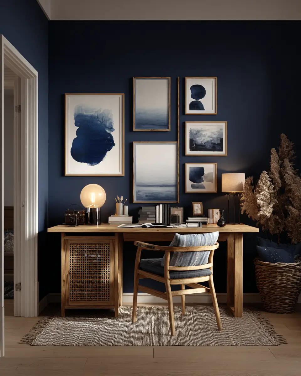 Navy Scandinavian Home Office Decor Ideas
