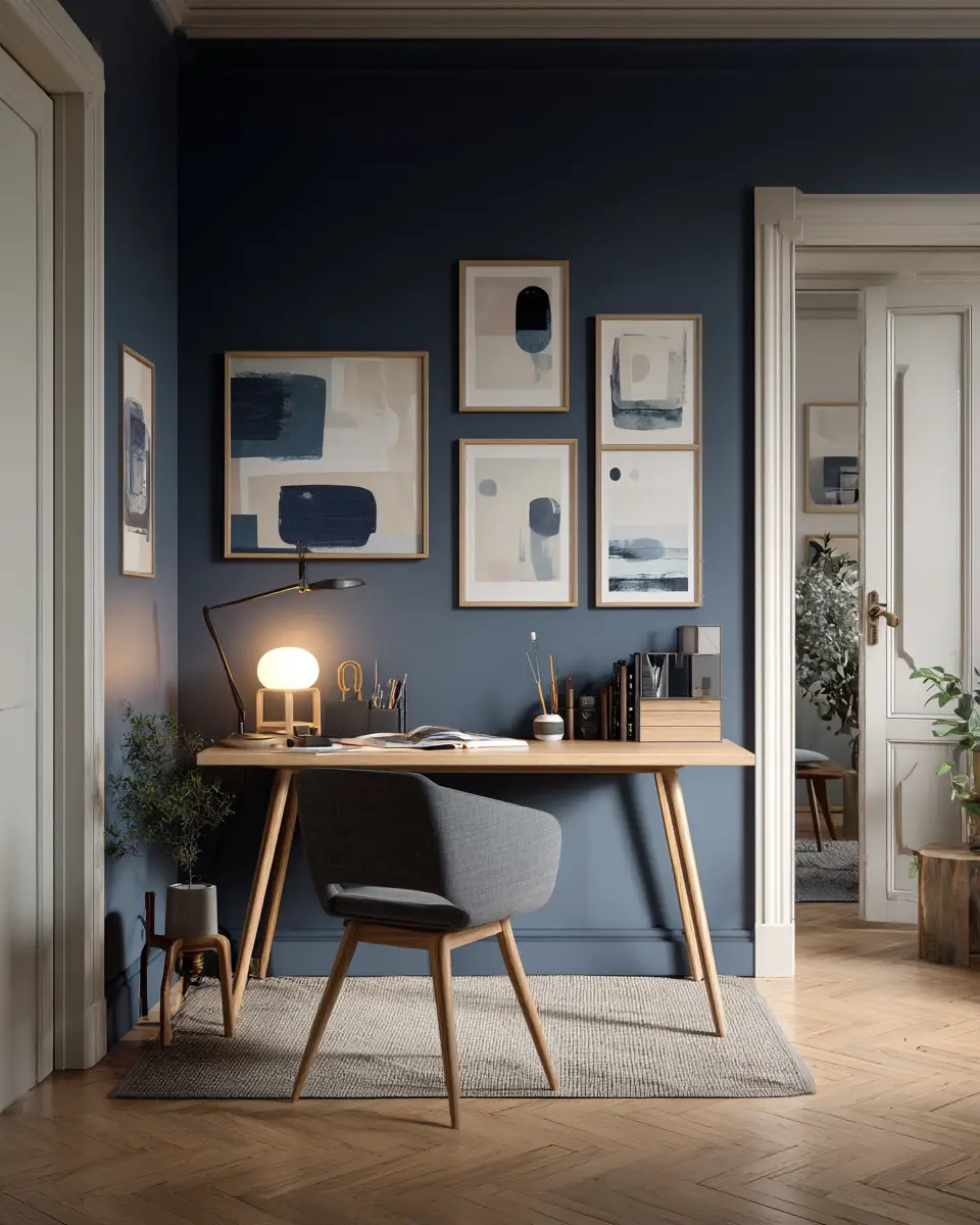 Navy Scandinavian Home Office Decor Ideas