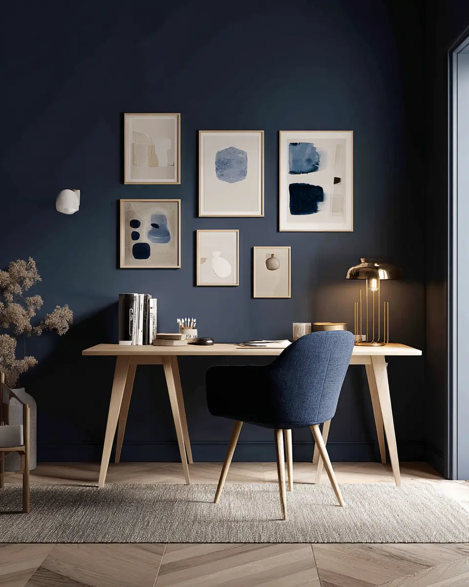 Navy Scandinavian Home Office Decor Ideas