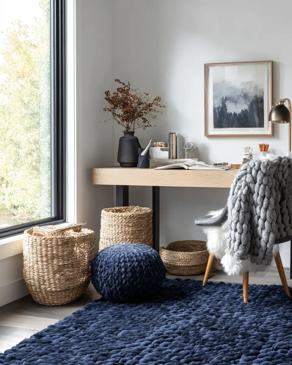 Navy Scandinavian Home Office Decor Ideas