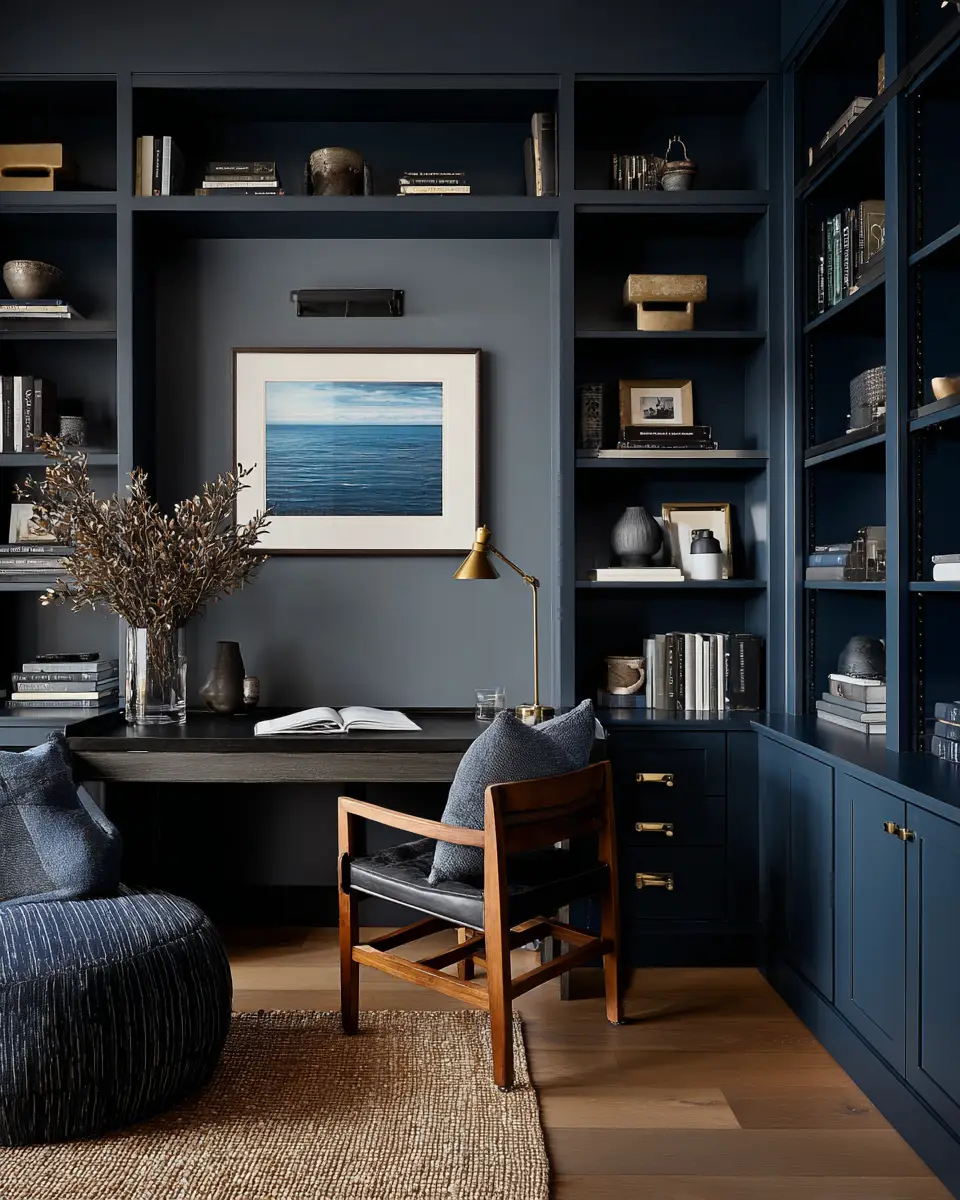 Navy Scandinavian Home Office Decor Ideas