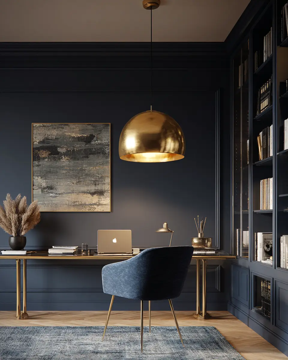 Navy Scandinavian Home Office Decor Ideas