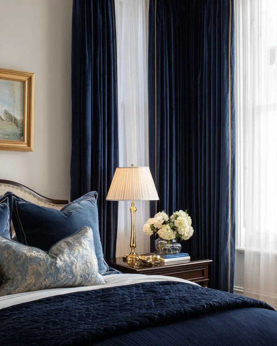 Navy Traditional Bedroom Decor Ideas