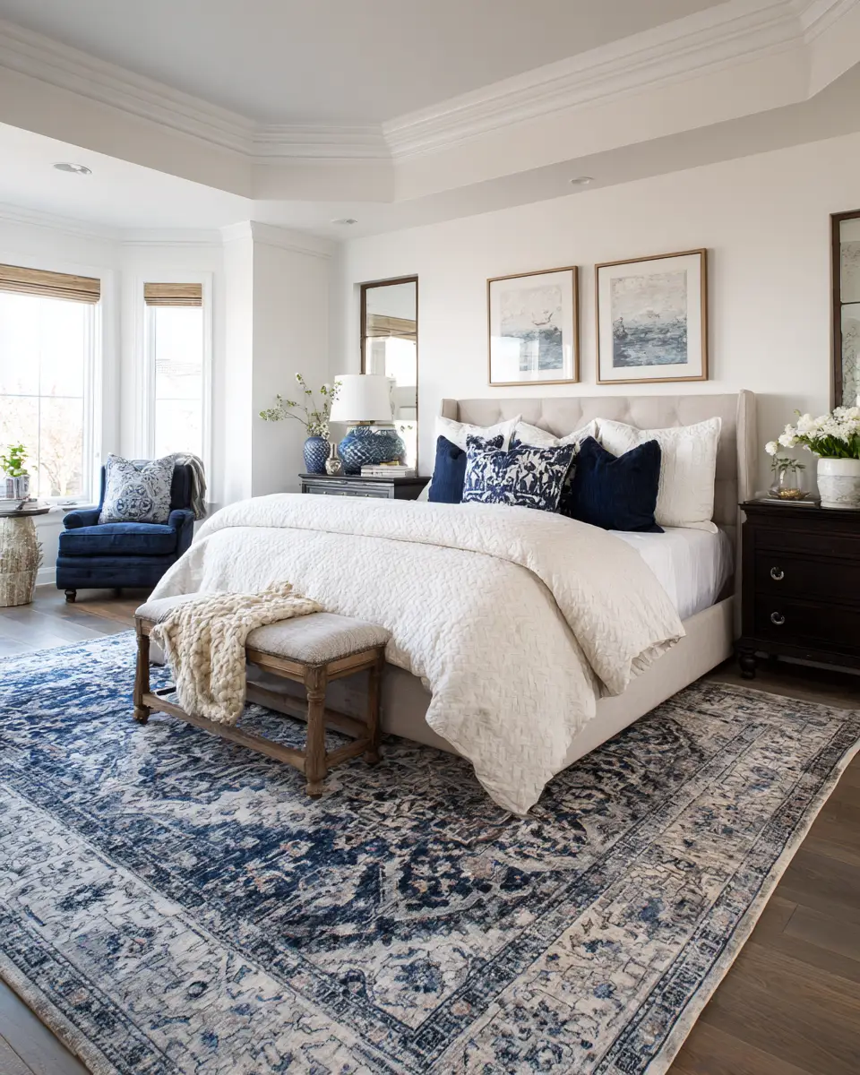 Navy Traditional Bedroom Decor Ideas