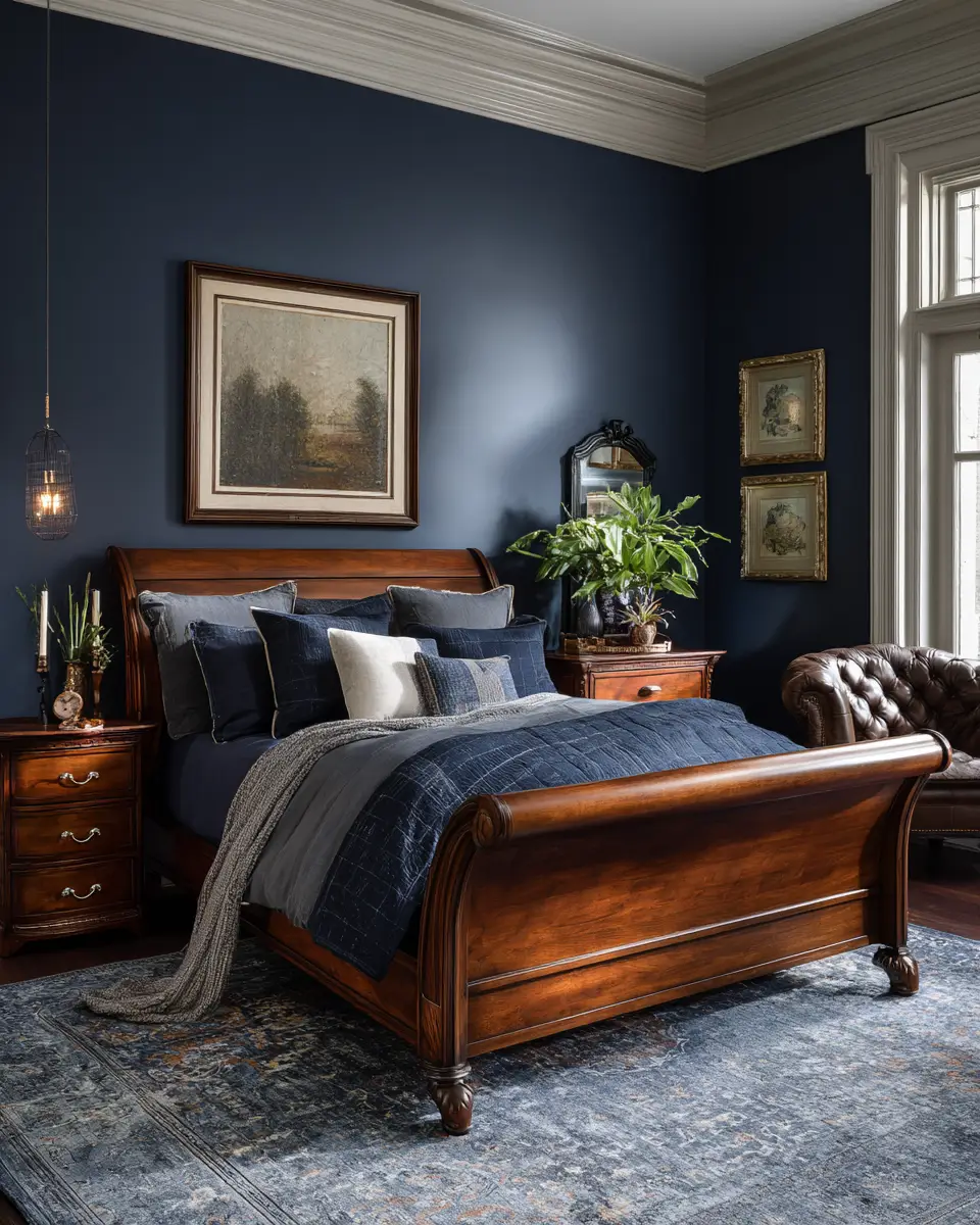 Navy Traditional Bedroom Decor Ideas