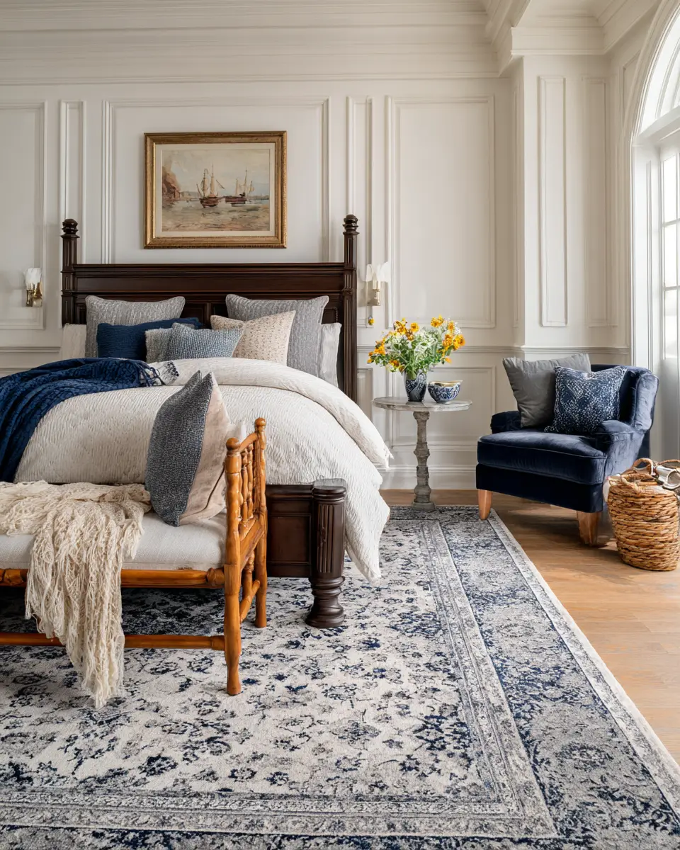 Navy Traditional Bedroom Decor Ideas