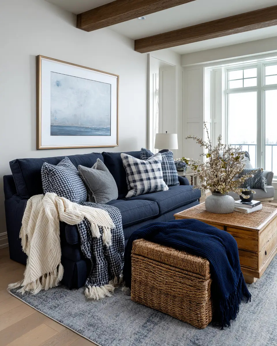 Navy Traditional Living Room Decor Ideas