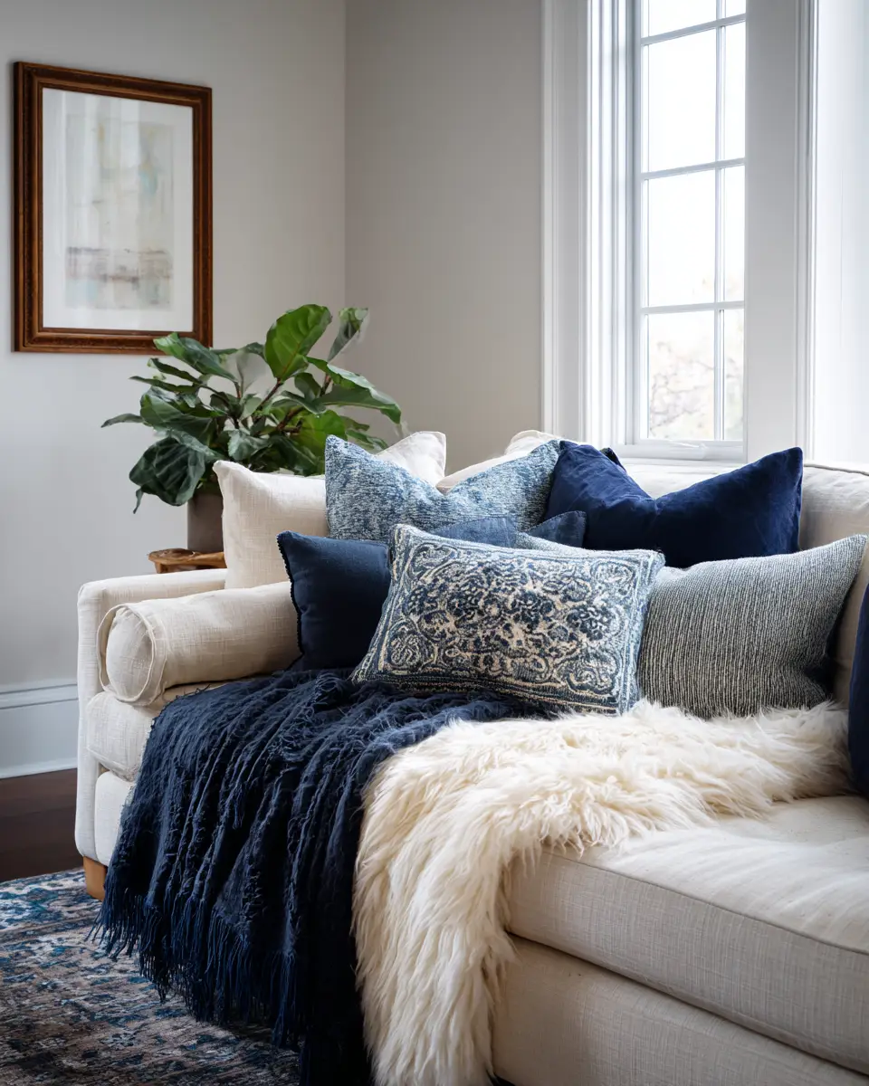 Navy Traditional Living Room Decor Ideas