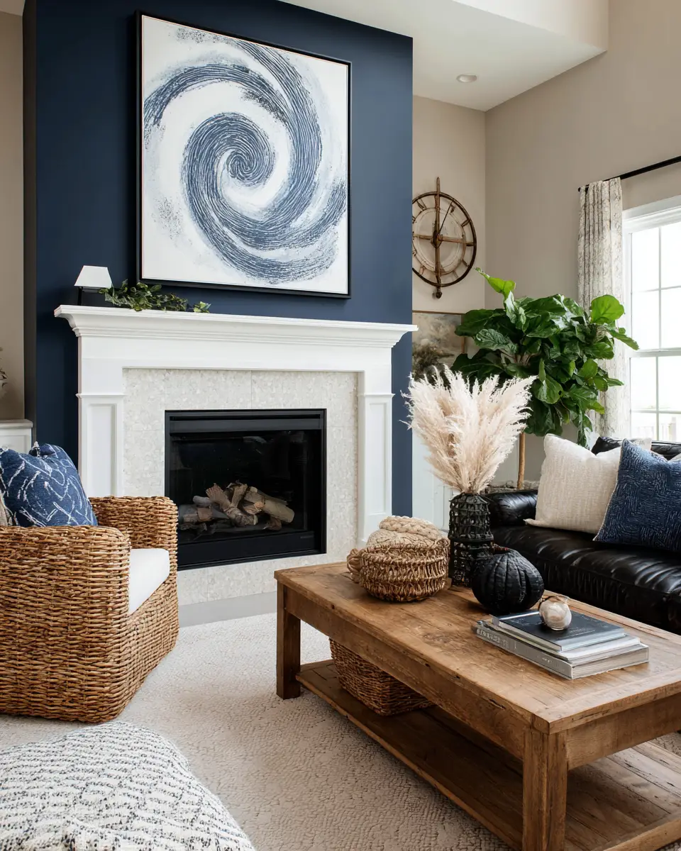 Navy Traditional Living Room Decor Ideas