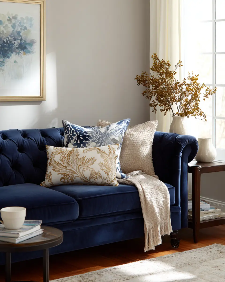 Navy Traditional Living Room Decor Ideas